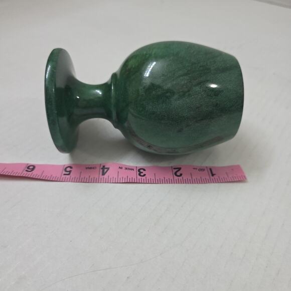 Set Of 2 Vintage Green Onyx Stone Goblet Chalice 5" Marble Cup - Picture 12 of 13